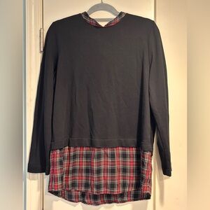 J.Jill Black Plaid Tunic sweatshirt